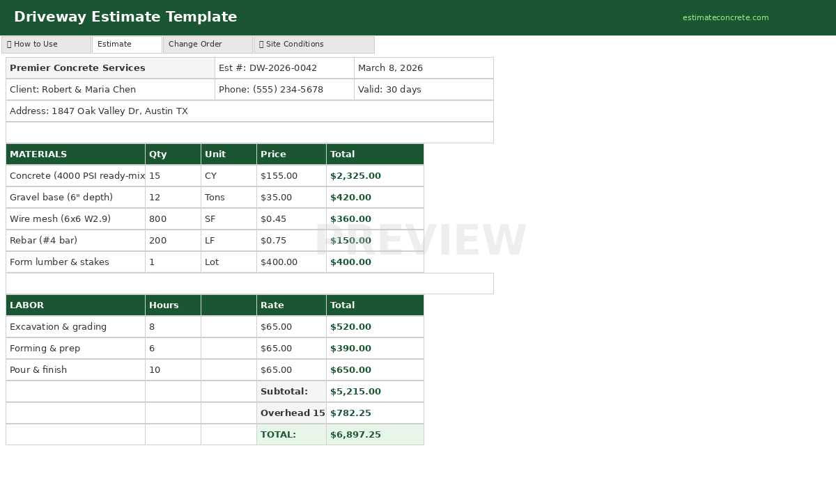 Driveway Estimate preview